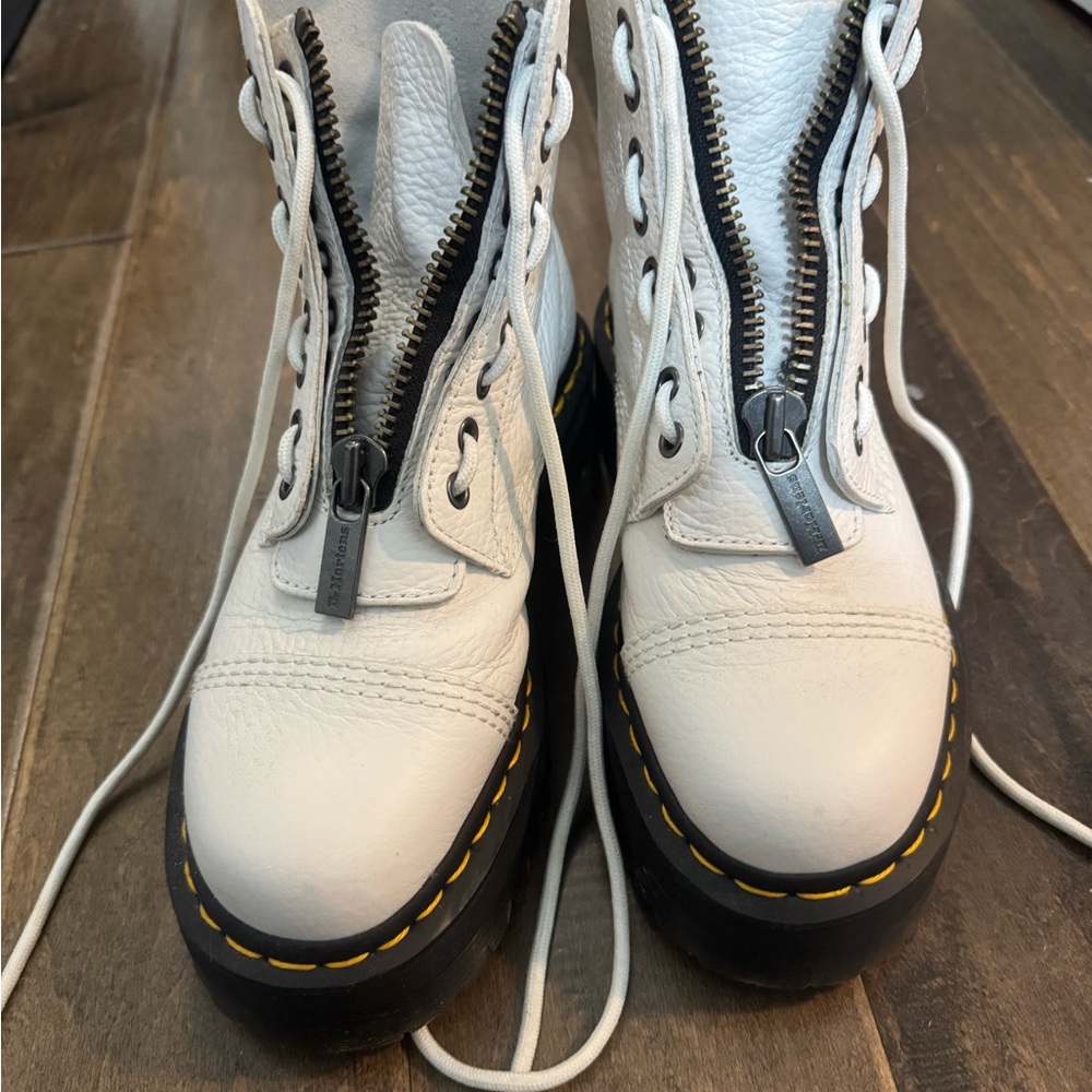 White Leather Zip-Up Dr. Martens